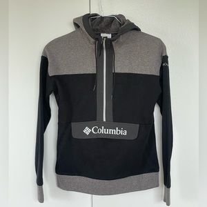 Columbia Logo Fleece Half Zip Hoodie Black Gray Size XS